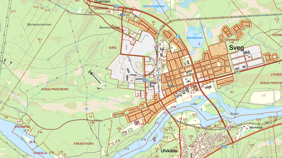 En karta över en by med en älv